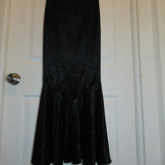 Rare Vintage Lip Service Crushed Velvet Mermaid Fishtail Morticia Skirt Black Sm - Picture 8 of 12